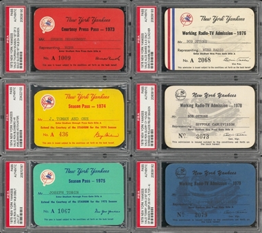 1973-79 NY Yankees Season Pass Collection - Lot of 6 (PSA)